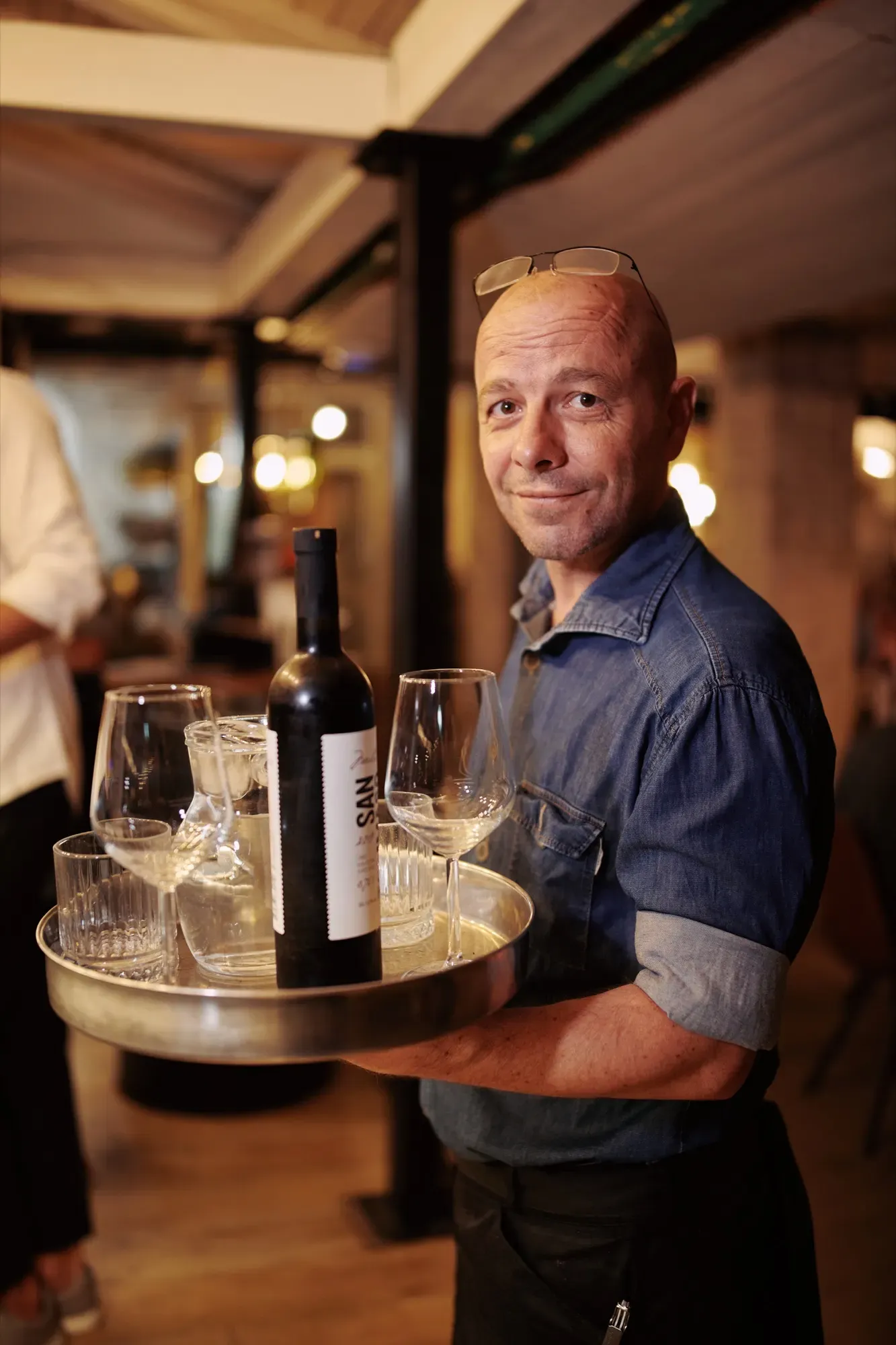 Waiter serving Croatian wine